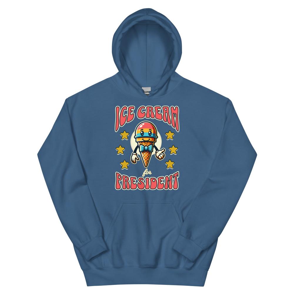 Ice Cream For President Hoodie - Indigo Blue Color - https://ascensionemporium.net