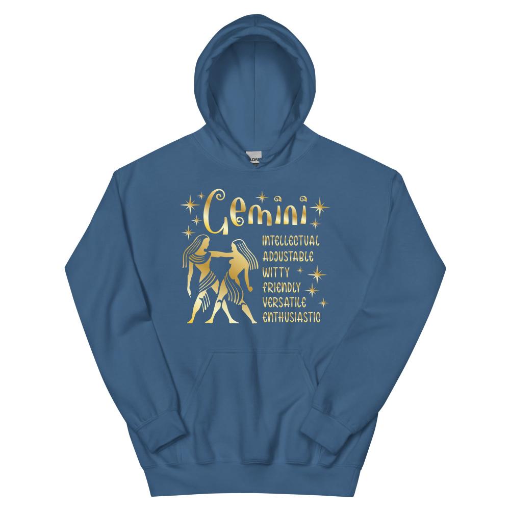 Gemini Zodiac Positive Traits Hoodie - Indigo Blue Color - https://ascensionemporium.net