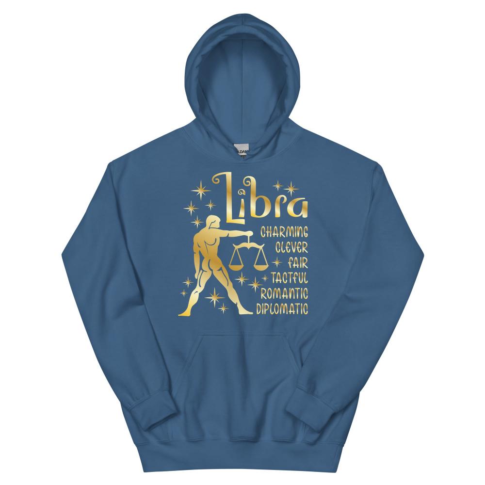Libra Zodiac Positive Traits Hoodie - Indigo Blue Color - https://ascensionemporium.net