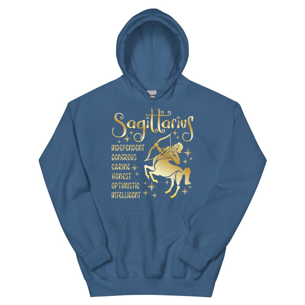 Sagittarius Zodiac Positive Traits Hoodie - Indigo Blue Color - https://ascensionemporium.net