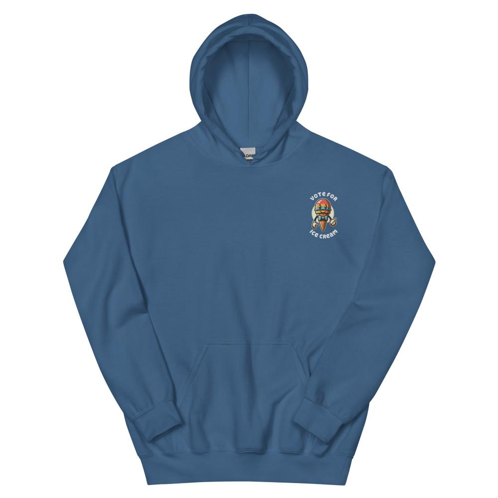 Vote For Ice Cream Embroidered Hoodie - Indigo Blue Color - https://ascensionemporium.net