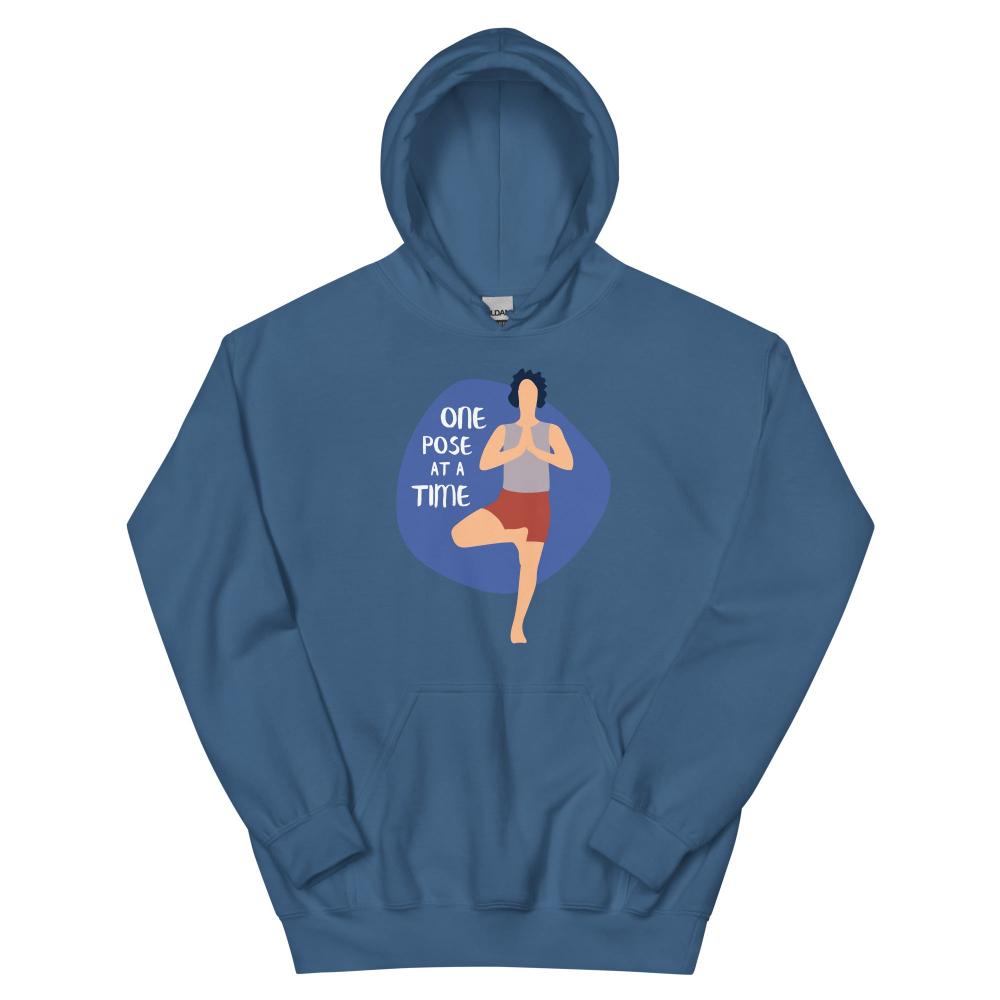 One Pose At A Time Yoga Hoodie - Indigo Blue Color - https://ascensionemporium.net