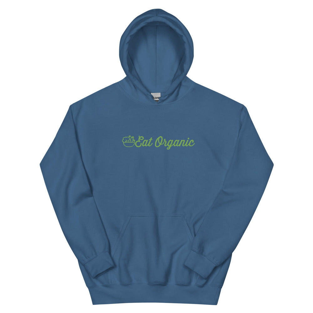 Eat Organic Hoodie - Indigo Blue Color - https://ascensionemporium.net 