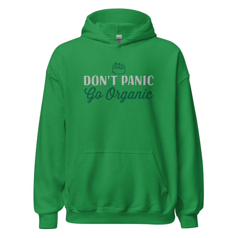 Don't Panic Go Organic Hoodie - Irish Green Color - https://ascensionemporium.net 