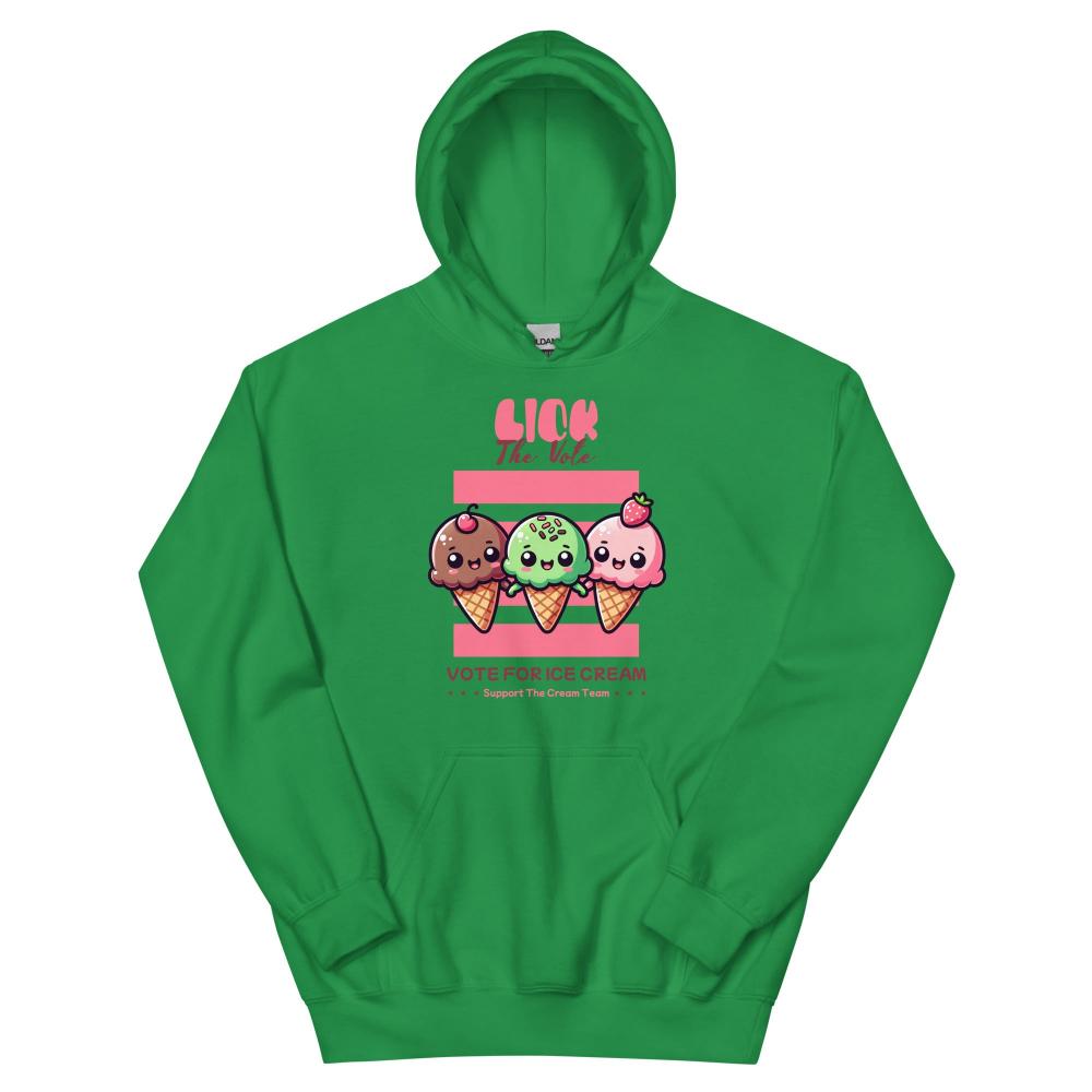 Lick The Vote Kawaii Ice Cream Hoodie - Irish Green Color - https://ascensionemporium.net