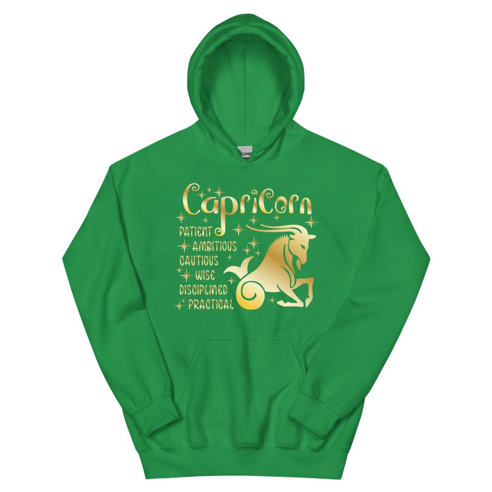 Capricorn Zodiac Positive Traits Hoodie - Irish Green Color - https://ascensionemporium.net