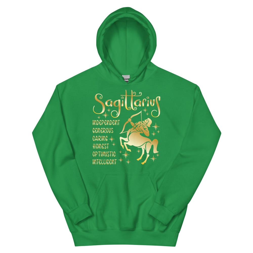 Sagittarius Zodiac Positive Traits Hoodie - Irish Green Color - https://ascensionemporium.net