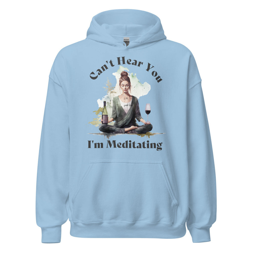 Can't Hear You I'm Meditating Hoodie - Light Blue Color