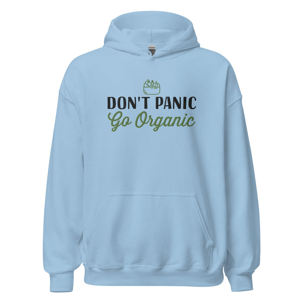 Don't Panic Go Organic Hoodie - Light Blue Color - https://ascensionemporium.net 