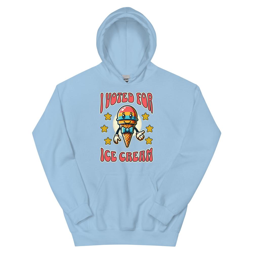 I Voted For Ice Cream Hoodie - Light Blue Color - https://ascensionemporium.net