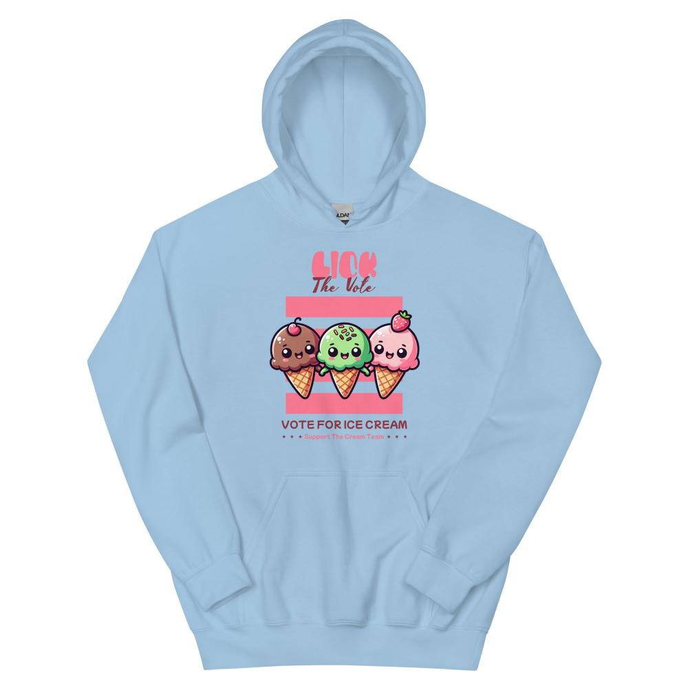 Lick The Vote Kawaii Ice Cream Hoodie - Light Blue Color - https://ascensionemporium.net