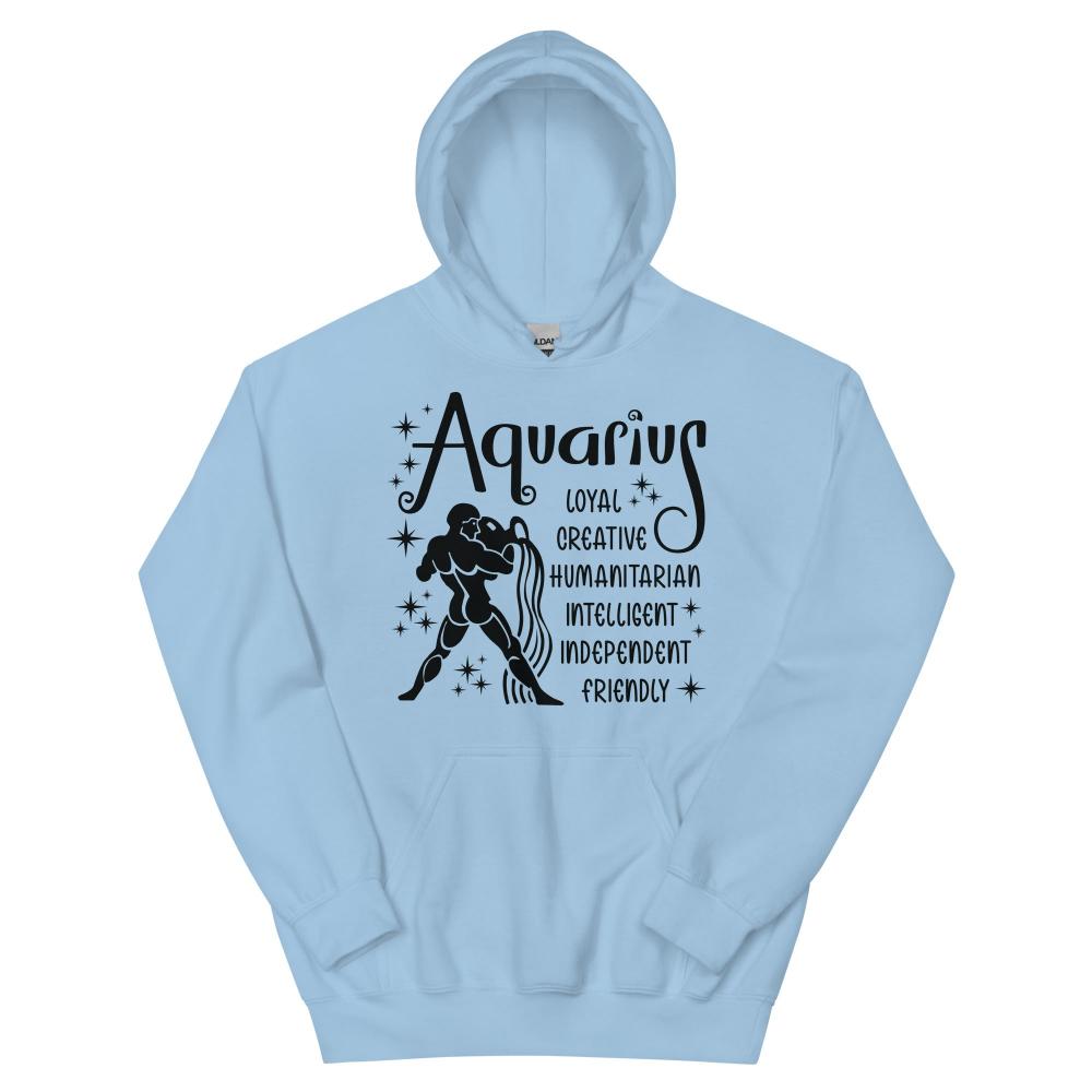 Aquarius Zodiac Positive Traits Hoodie - Light Blue Color - https://ascensionemporium.net