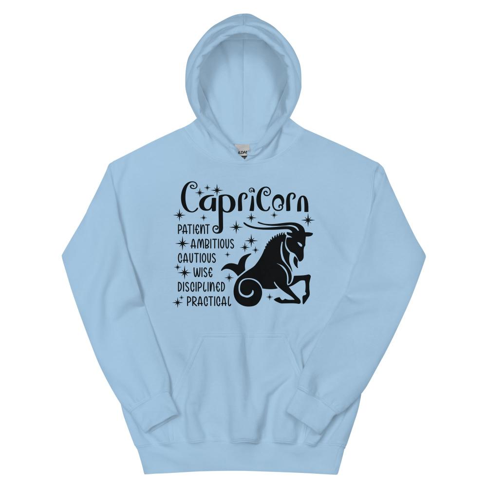 Capricorn Zodiac Positive Traits Hoodie - Light Blue Color - https://ascensionemporium.net