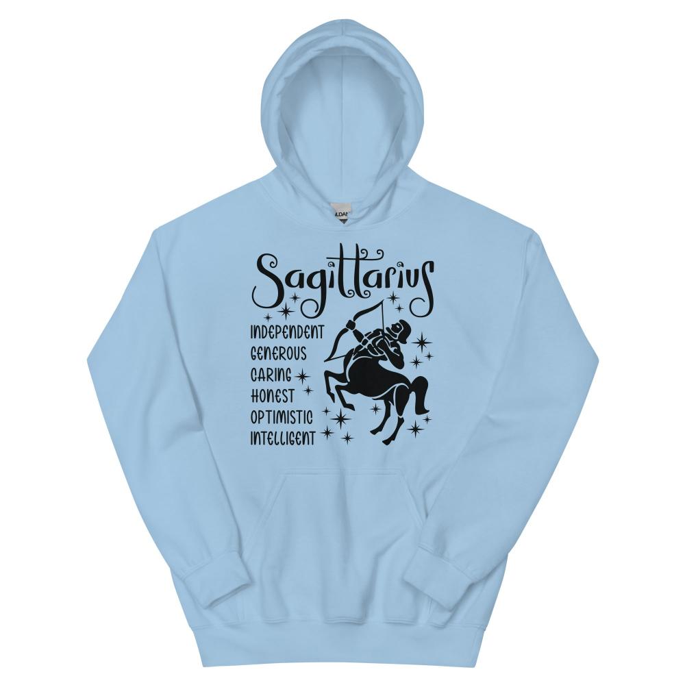 Sagittarius Zodiac Positive Traits Hoodie - Light Blue Color - https://ascensionemporium.net