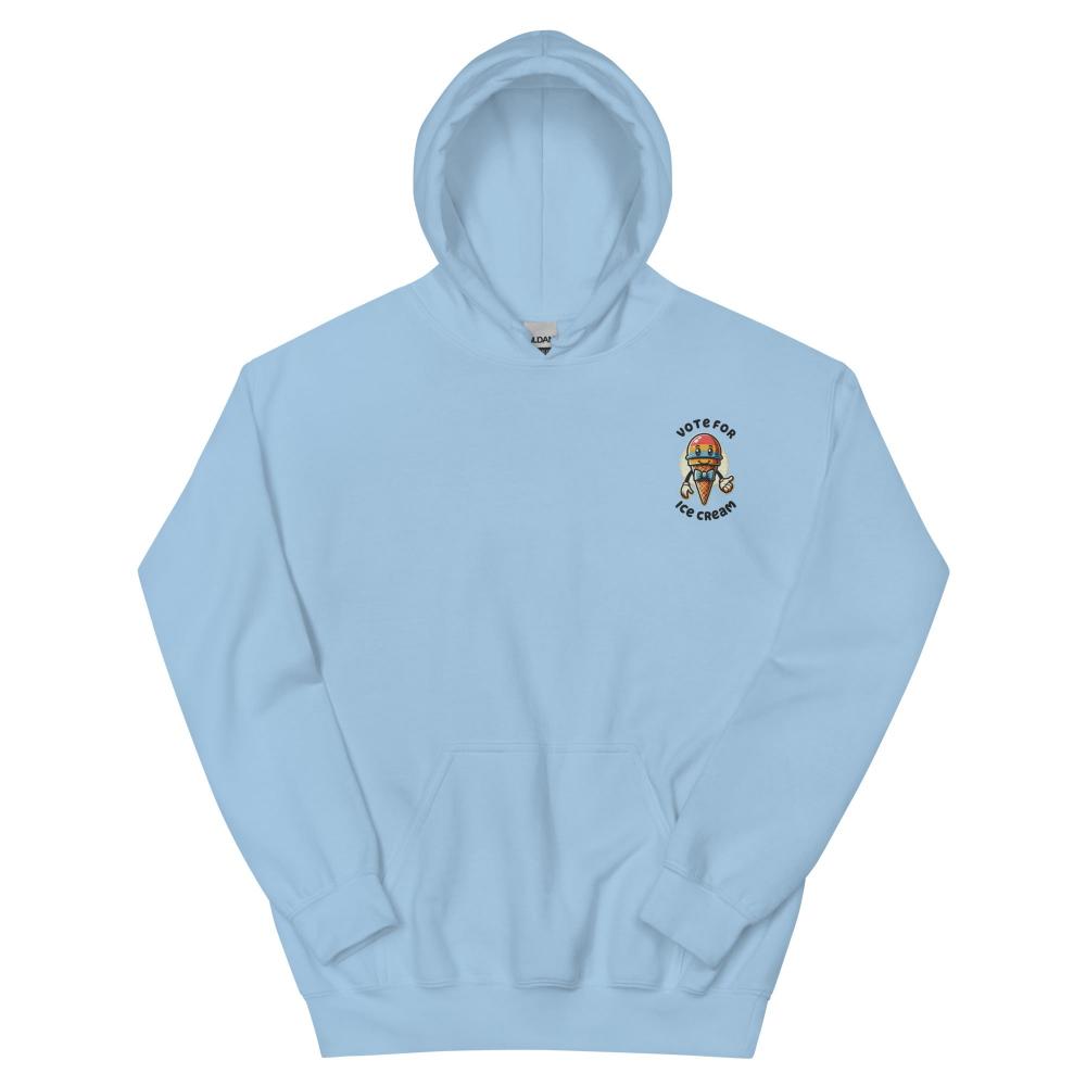 Vote For Ice Cream Embroidered Hoodie - Light Blue Color - https://ascensionemporium.net