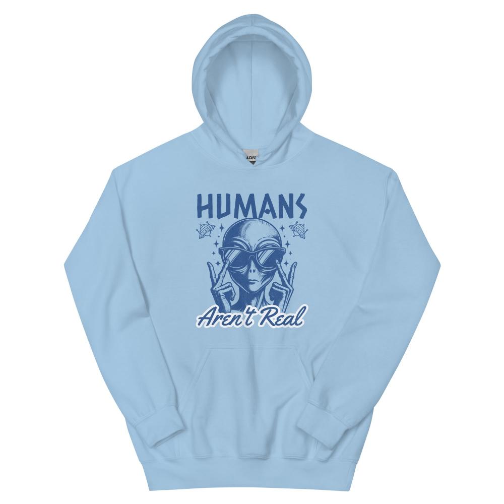 Humans Aren't Real Alien Hoodie - Light Blue Color - https://ascensionemporium.net