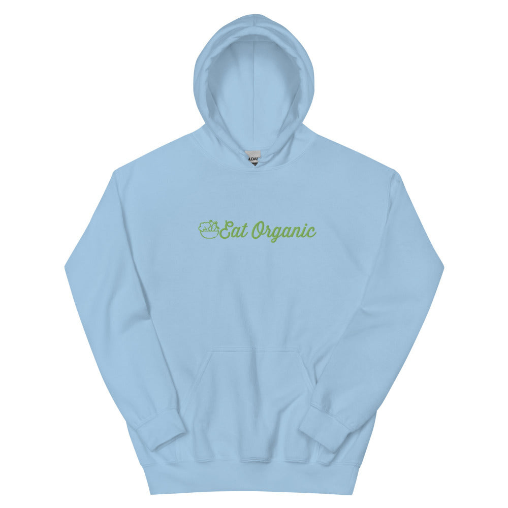 Eat Organic Hoodie - Light Blue Color - https://ascensionemporium.net 
