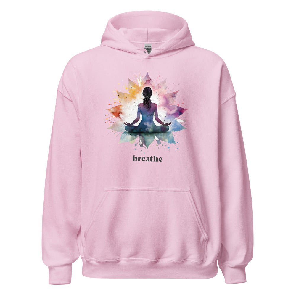 Breathe Yoga Meditation Hoodie - Flower Mandala - Light Pink Color