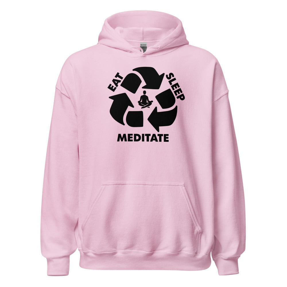 Eat Sleep Meditate Hoodie - Light Pink Color