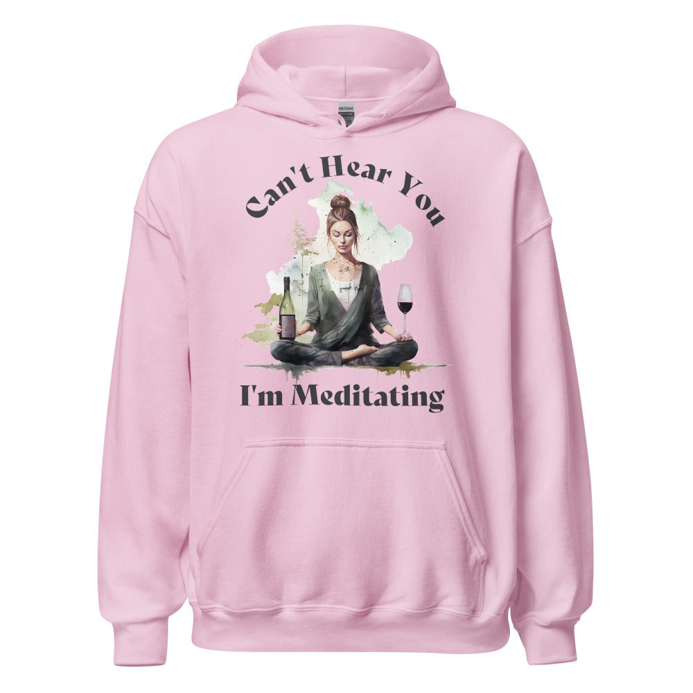 Can't Hear You I'm Meditating Hoodie - Light Pink Color
