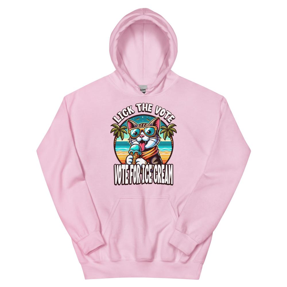 Lick The Vote Ice Cream Cat Hoodie - Light Pink Color - https://ascensionemporium.net