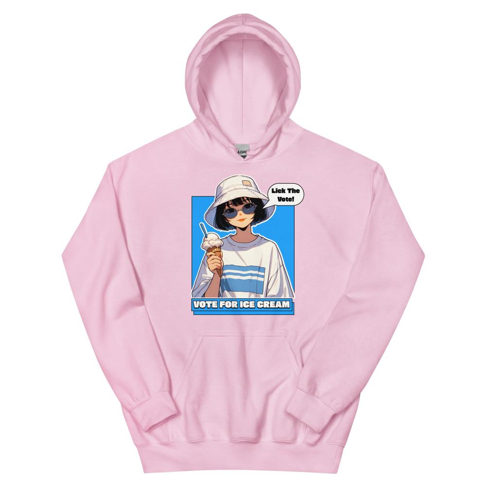 Lick The Vote Anime Ice Cream Girl Hoodie - Light Pink Color - https://ascensionemporium.net