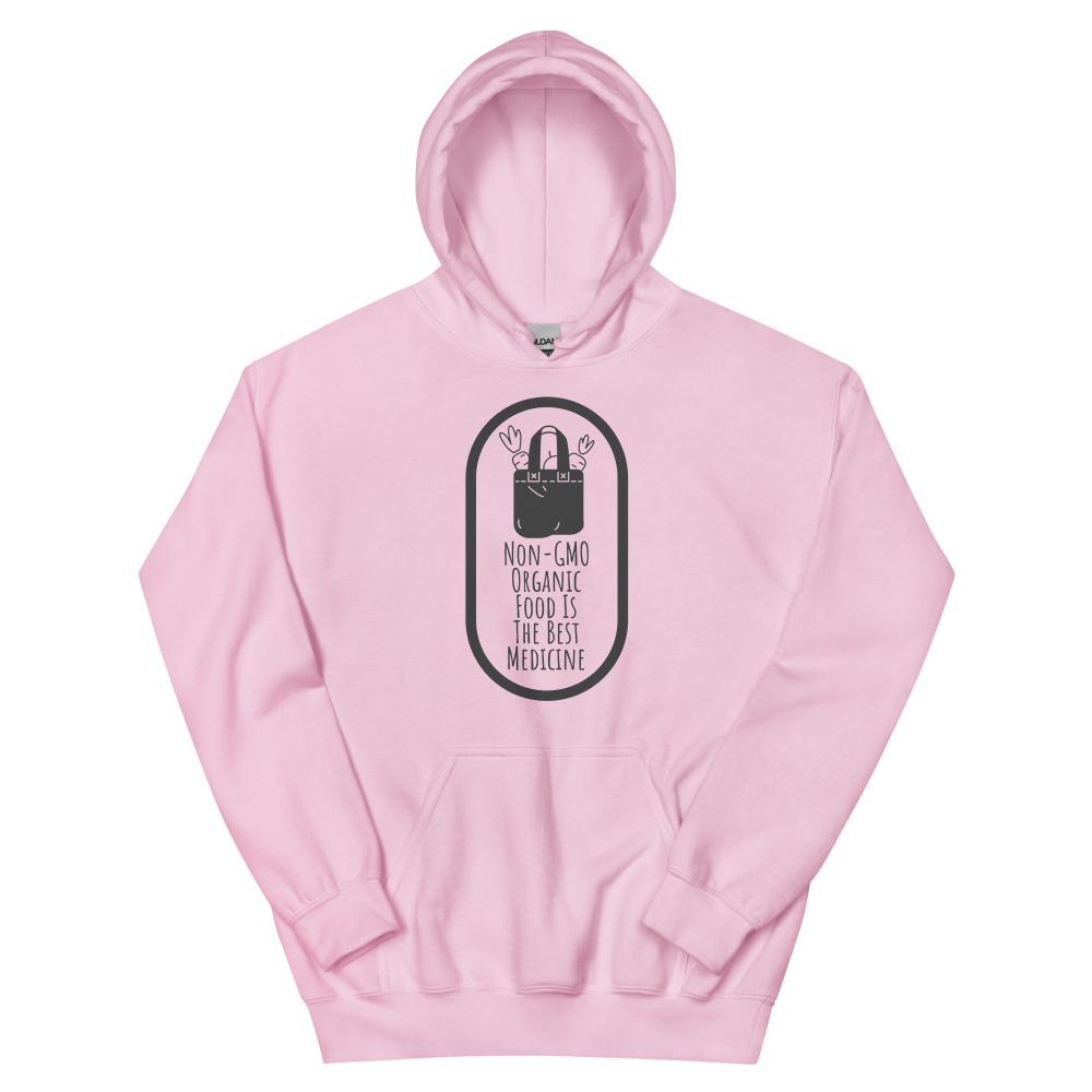 Non-GMO Organic Food Is The Best Medicine Hoodie - Pink Color - https://ascensionemporium.net