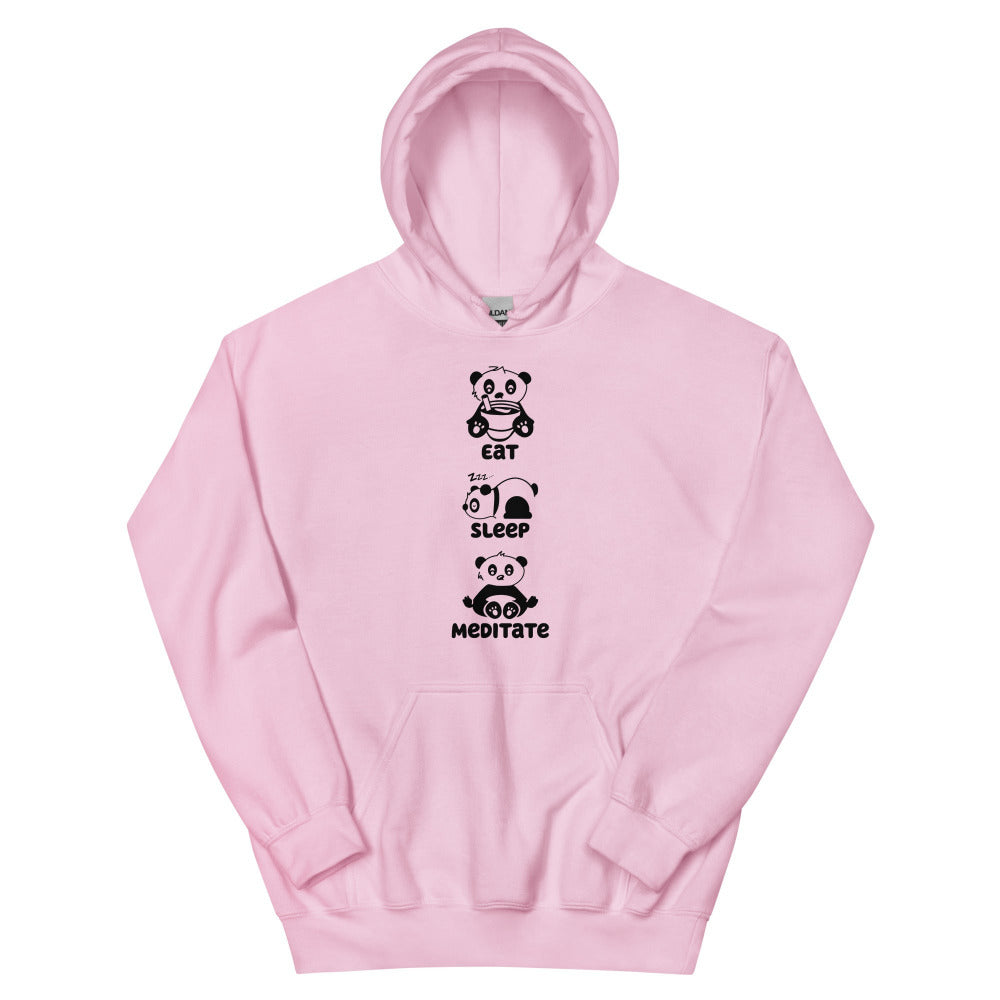 Eat Sleep Meditate Panda Hoodie - Light Pink Color - https://ascensionemporium.net