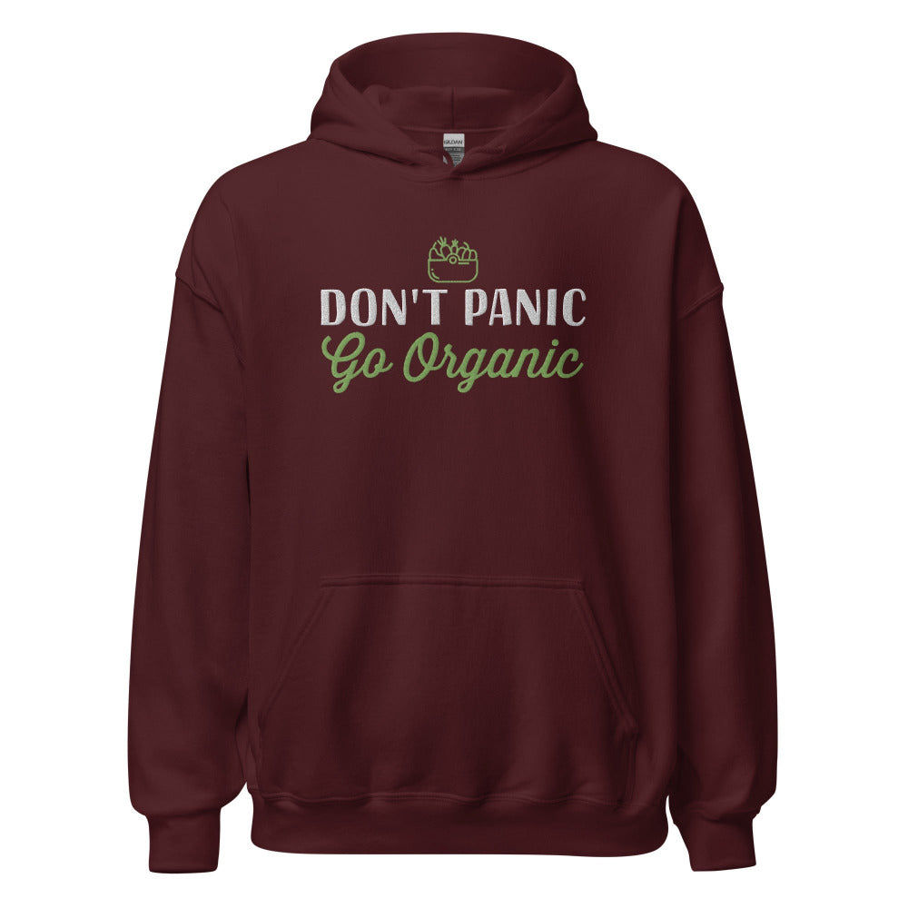 Don't Panic Go Organic Hoodie - Maroon Color - https://ascensionemporium.net 