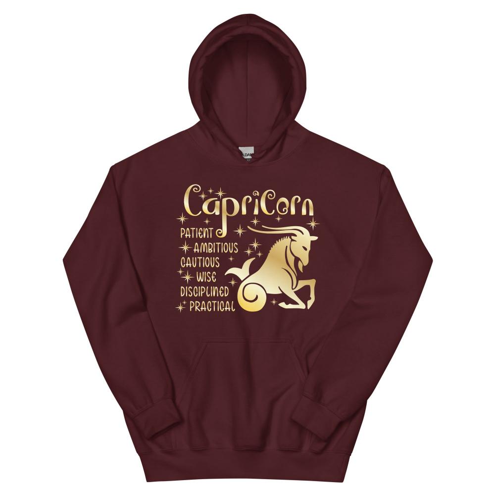 Capricorn Zodiac Positive Traits Hoodie - Maroon Color - https://ascensionemporium.net