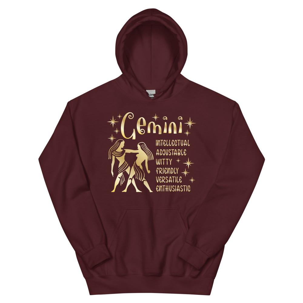 Gemini Zodiac Positive Traits Hoodie - Maroon Color - https://ascensionemporium.net