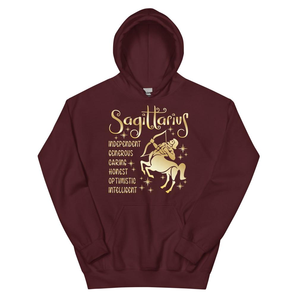 Sagittarius Zodiac Positive Traits Hoodie - Maroon Color - https://ascensionemporium.net