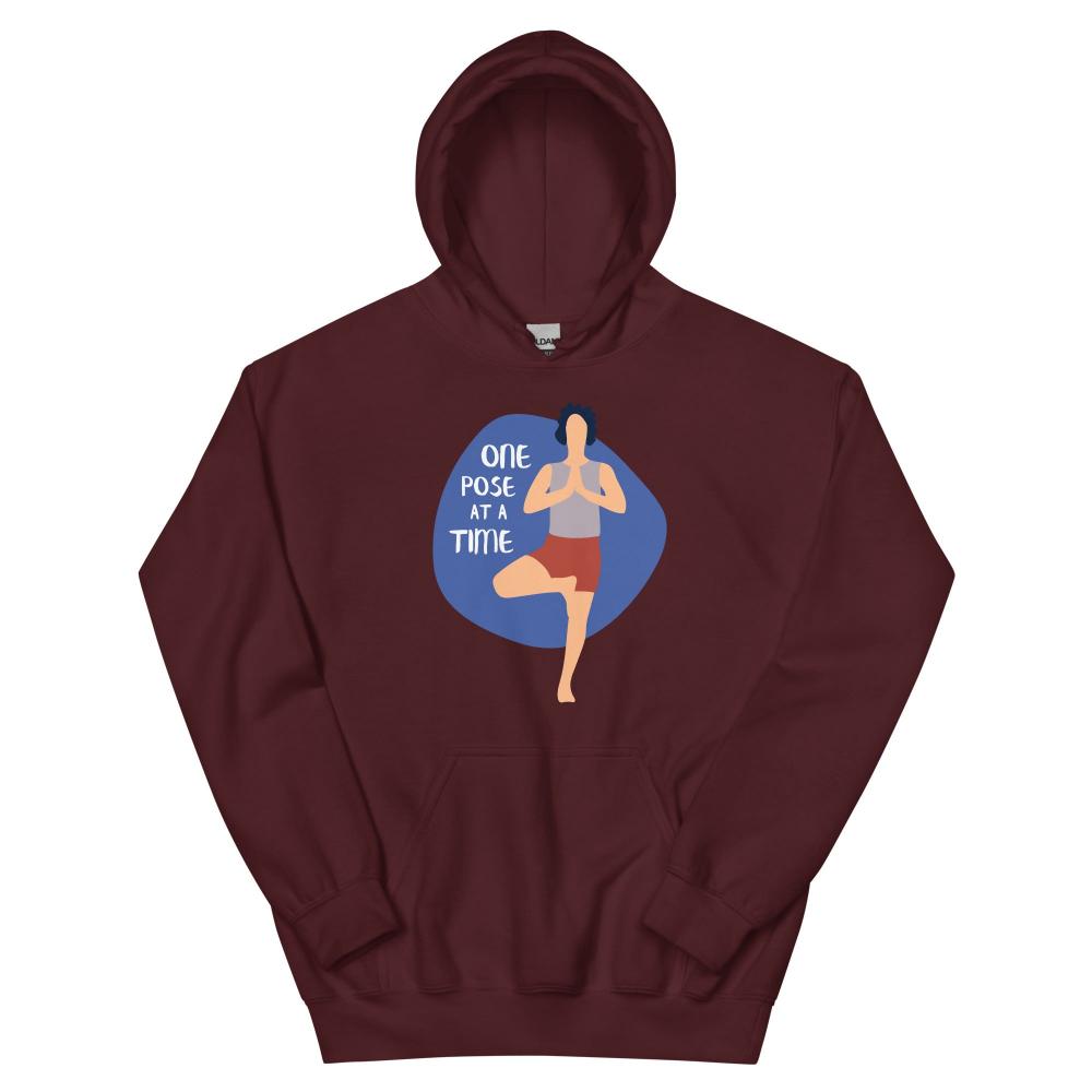 One Pose At A Time Yoga Hoodie - Maroon Color - https://ascensionemporium.net