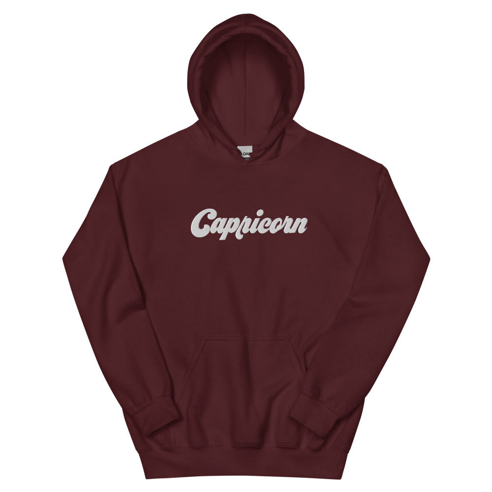Capricorn Zodiac Embroidered Hoodie - Maroon Color - https://ascensionemporium.net