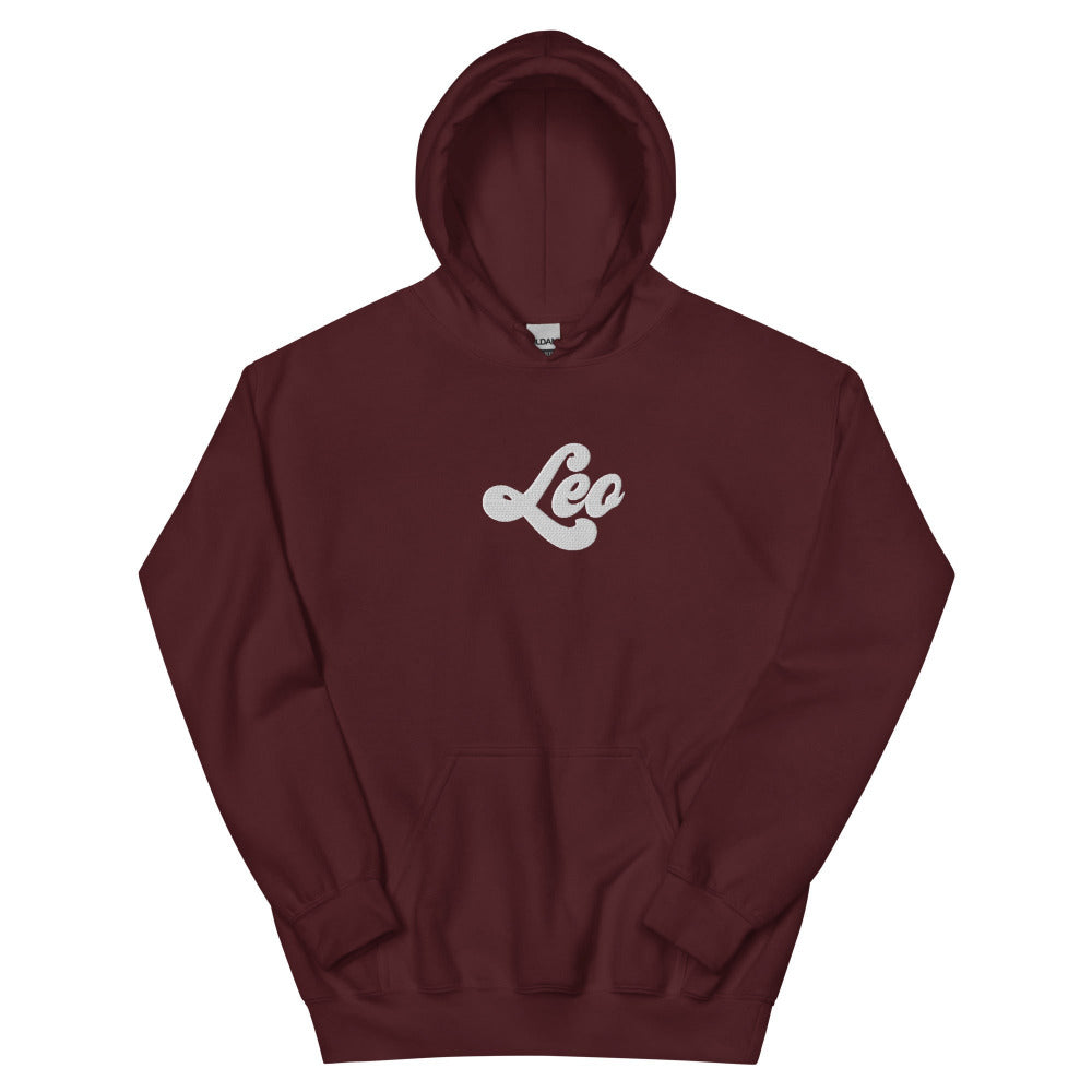 Leo Zodiac Embroidered Hoodie - Maroon Color - https://ascensionemporium.net