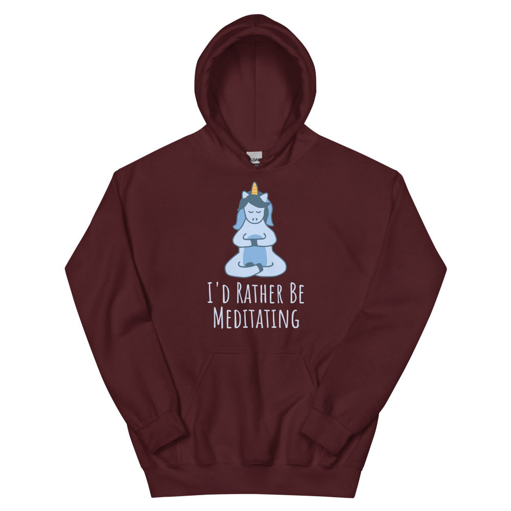 I'd Rather Be Meditating Unicorn Hoodie - Maroon Color - https://ascensionemporium.net