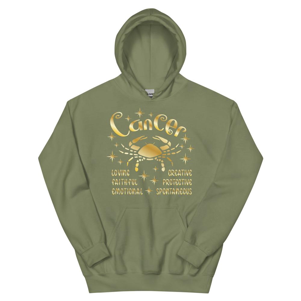Cancer Zodiac Positive Traits Hoodie - Military Green Color - https://ascensionemporium.net