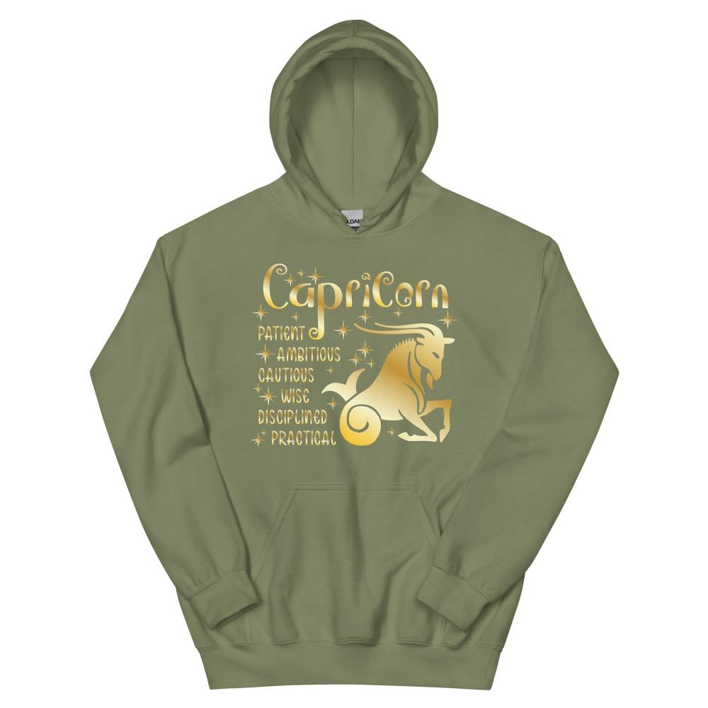 Capricorn Zodiac Positive Traits Hoodie - Military Grren Color - https://ascensionemporium.net