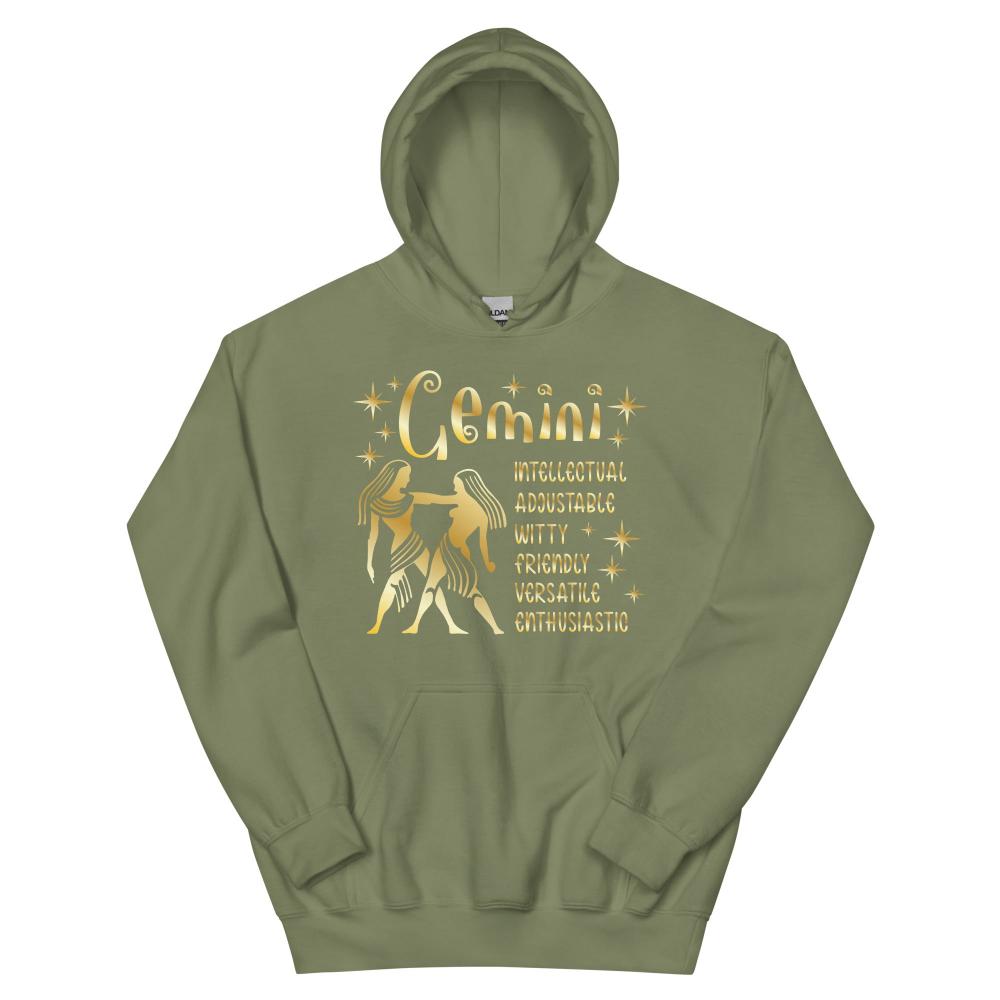 Gemini Zodiac Positive Traits Hoodie - Military Green Color - https://ascensionemporium.net