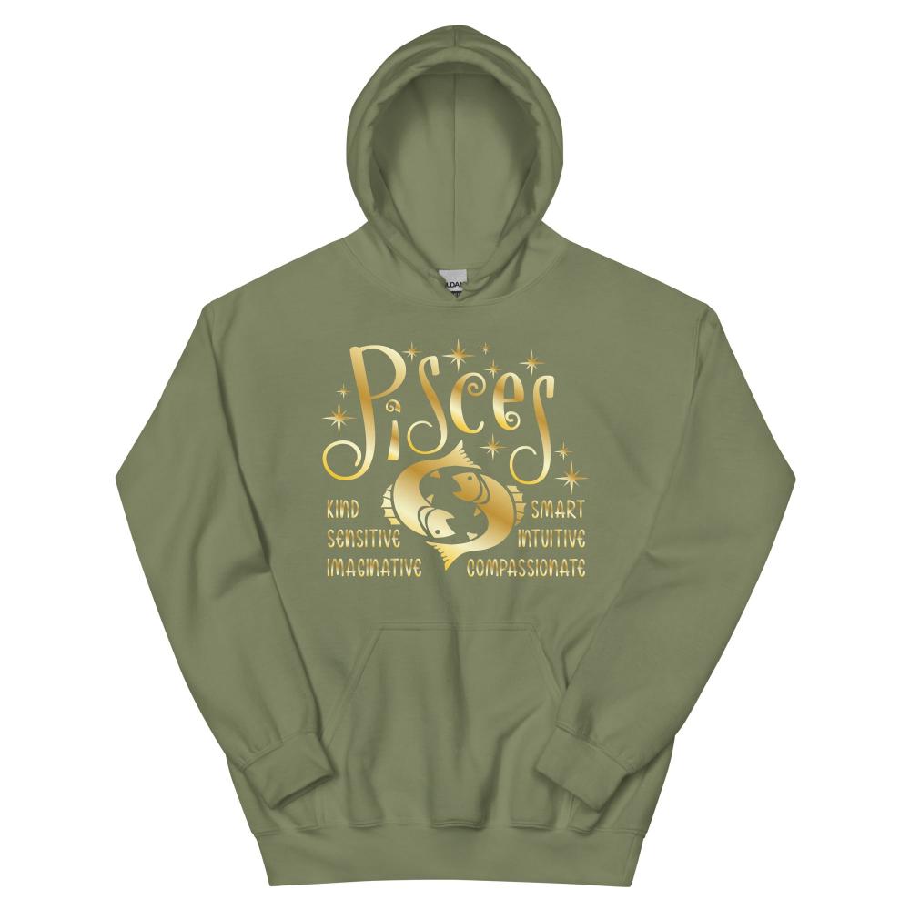 Pisces Zodiac Positive Traits Hoodie - Military Green Color - https://ascensionemporium.net