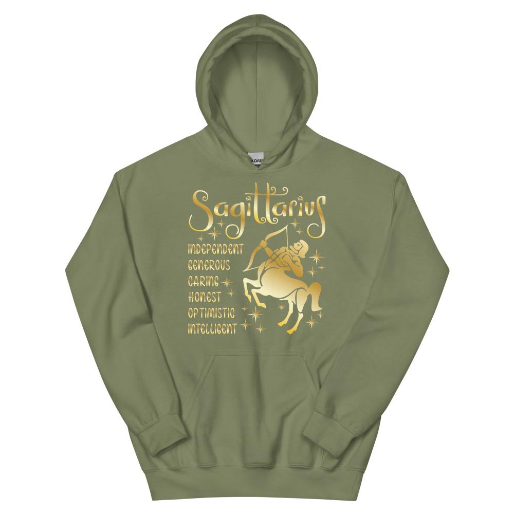 Sagittarius Zodiac Positive Traits Hoodie - Military Green Color - https://ascensionemporium.net