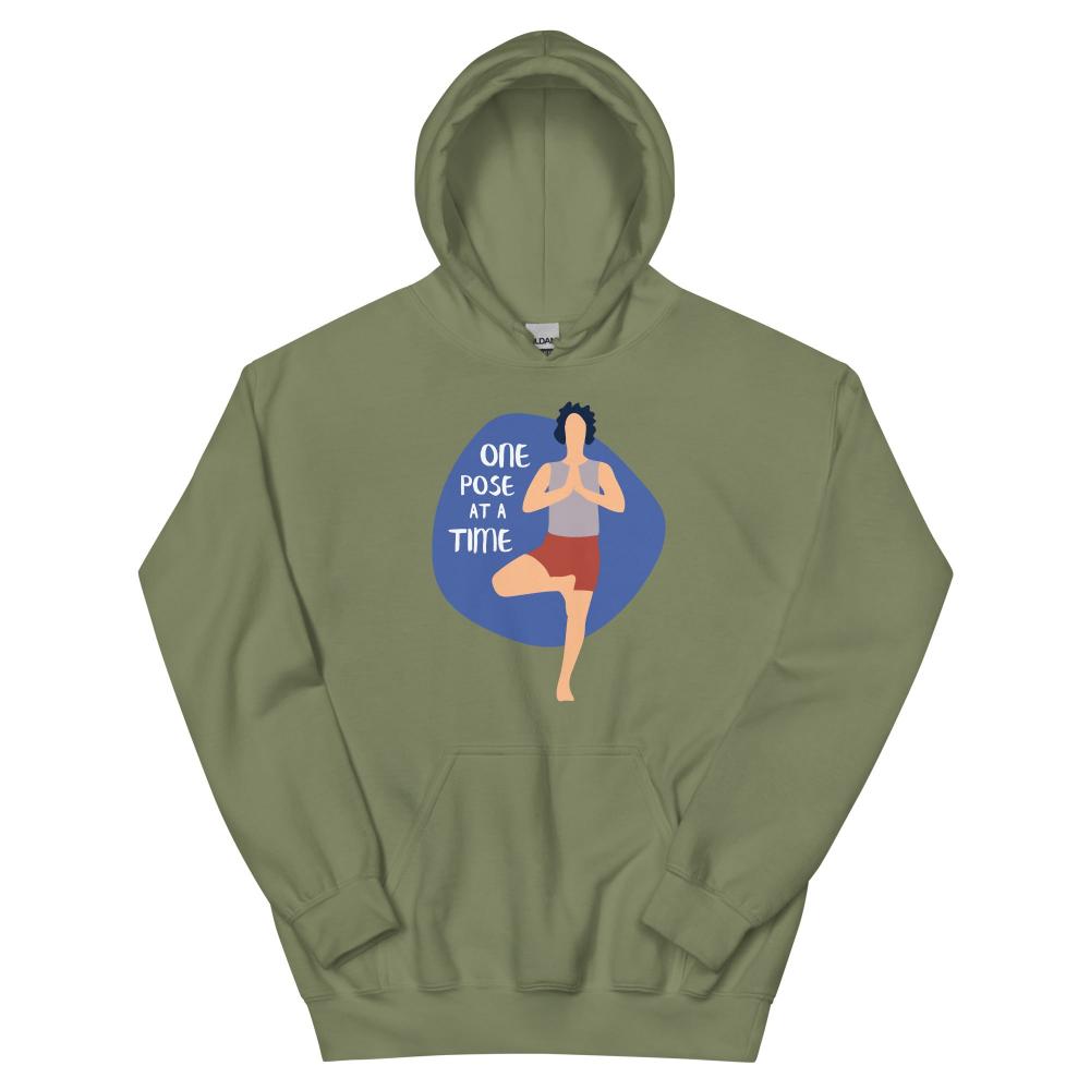 One Pose At A Time Yoga Hoodie - Military Green Color - https://ascensionemporium.net