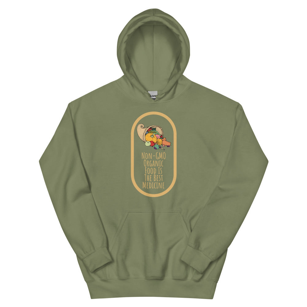 Non-GMO Organic Food Is The Best Medicine Hoodie - Military Green Color - https://ascensionemporium.net