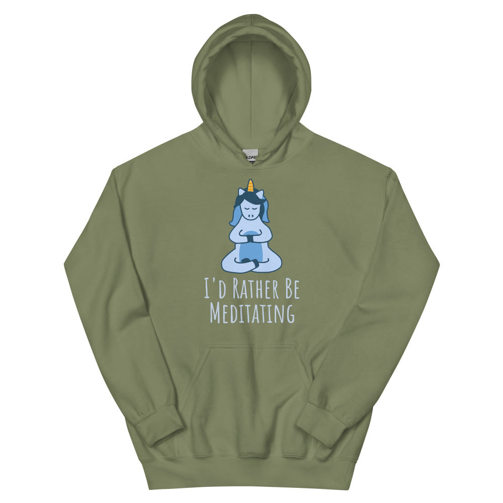 I'd Rather Be Meditating Unicorn Hoodie - Military Green Color - https://ascensionemporium.net