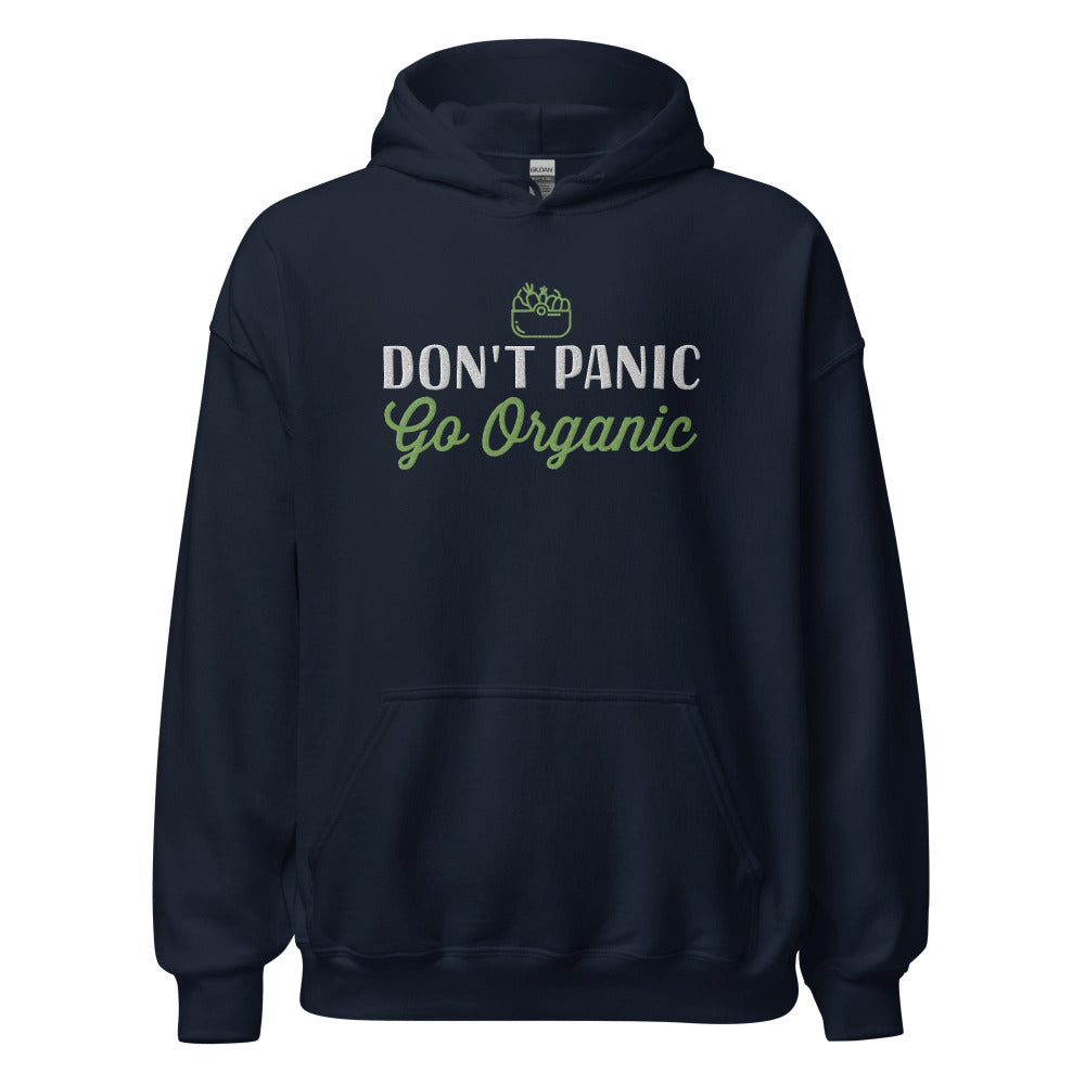 Don't Panic Go Organic Hoodie - Navy Color - https://ascensionemporium.net 