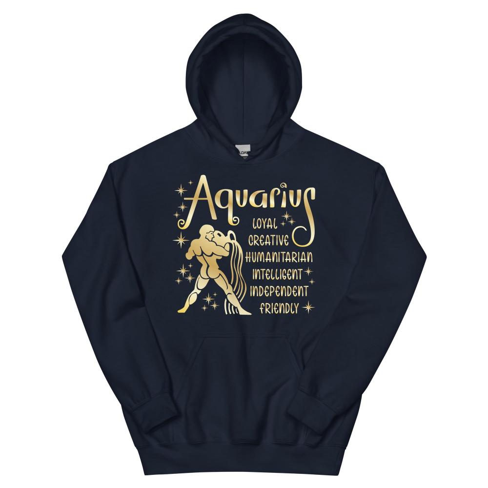 Aquarius Zodiac Positive Traits Hoodie - Navy Color - https://ascensionemporium.net