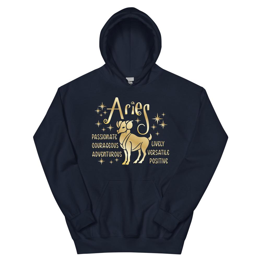 Aries Zodiac Positive Traits Hoodie - Navy Color - https://ascensionemporium.net
