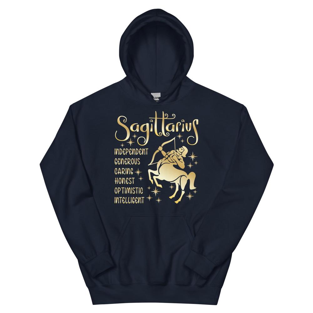 Sagittarius Zodiac Positive Traits Hoodie - Navy Color - https://ascensionemporium.net