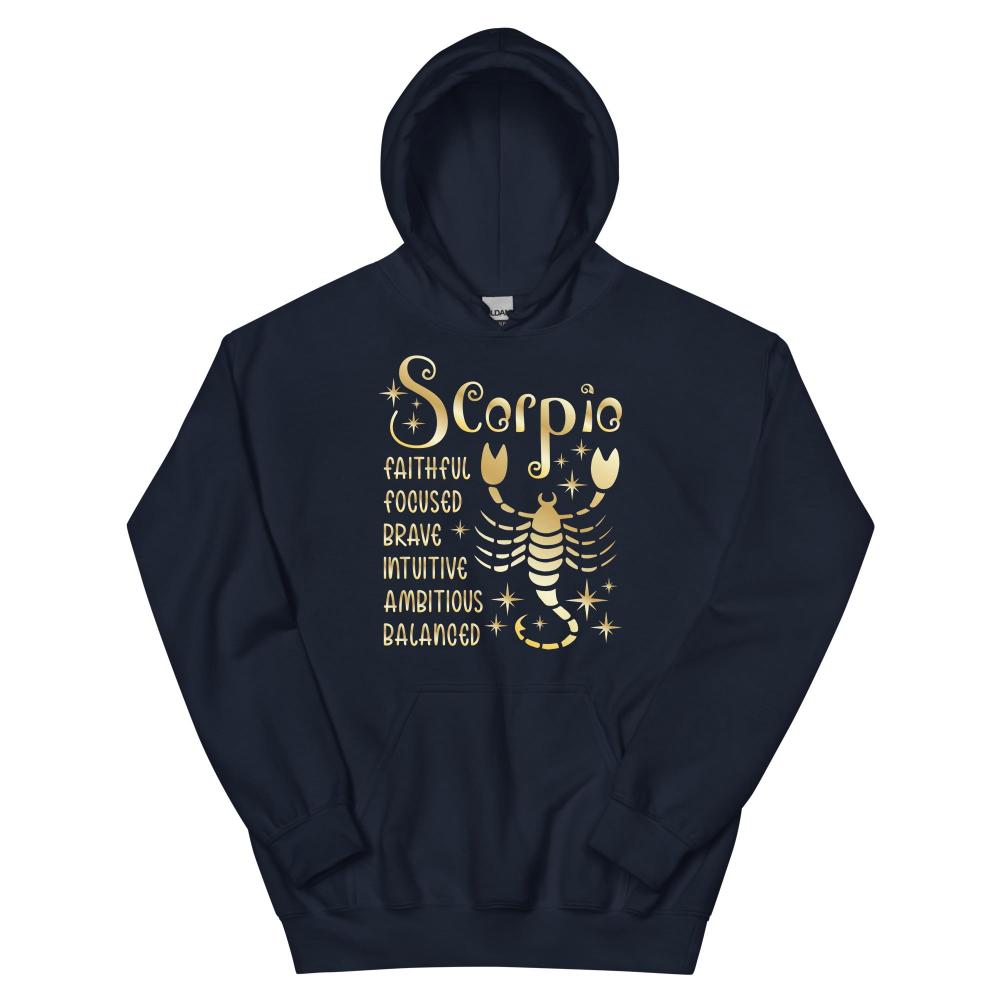 Scorpio Zodiac Positive Traits Hoodie - Navy Color - https://ascensionemporium.net