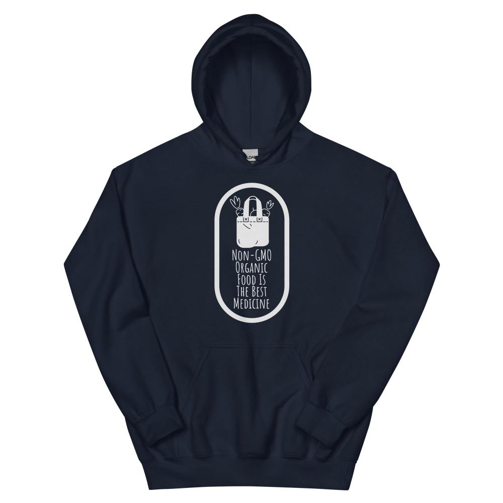 Non-GMO Organic Food Is The Best Medicine Hoodie - Navy Color - https://ascensionemporium.net